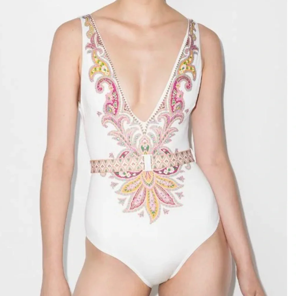 Zimmerman teddy belted plunge one piece bathing suit - size 1 - Picture 3 of 8